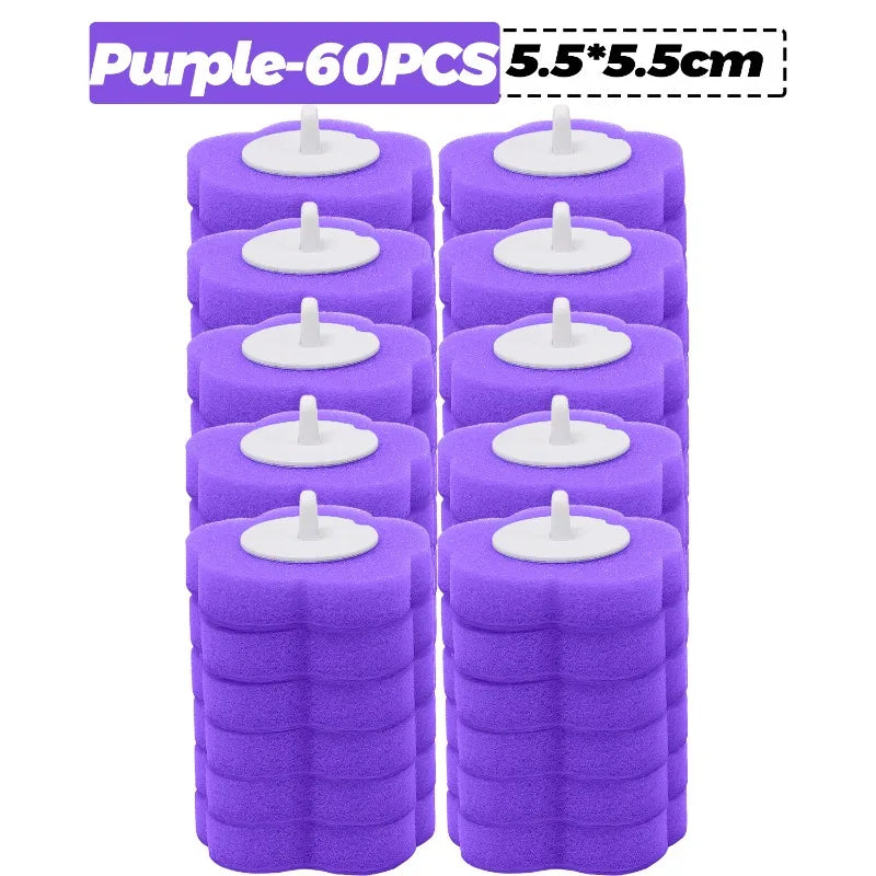 6-60PCS Toilet Disposable Replacement Head Foam Cleaning Sponges Heads Toilet Brush Refills No Dead Angle Bathroom Brush Heads