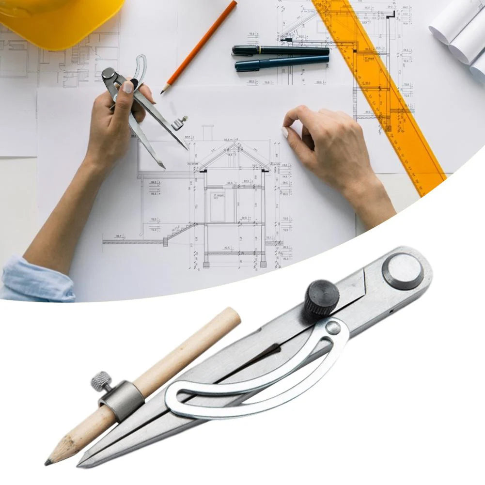 100/200/300mm Precision Wing Divider Scribe Tool with Pencil Holder for Geometry, Wood, Metal and Leather