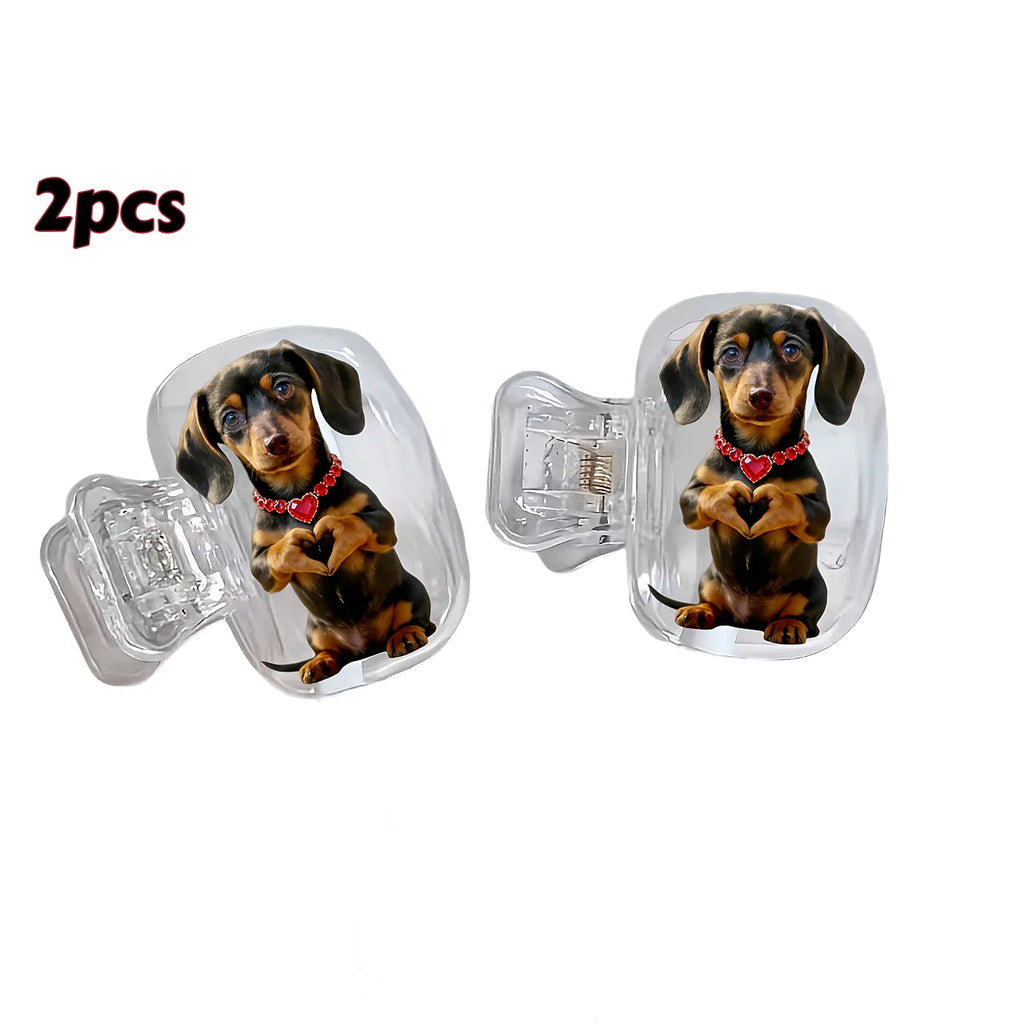 2pcs Cute Dachshund with Heart Pattern Portable Toothbrush Head Cover Storage Case Toothbrush Protective Cover Holder Party Gift