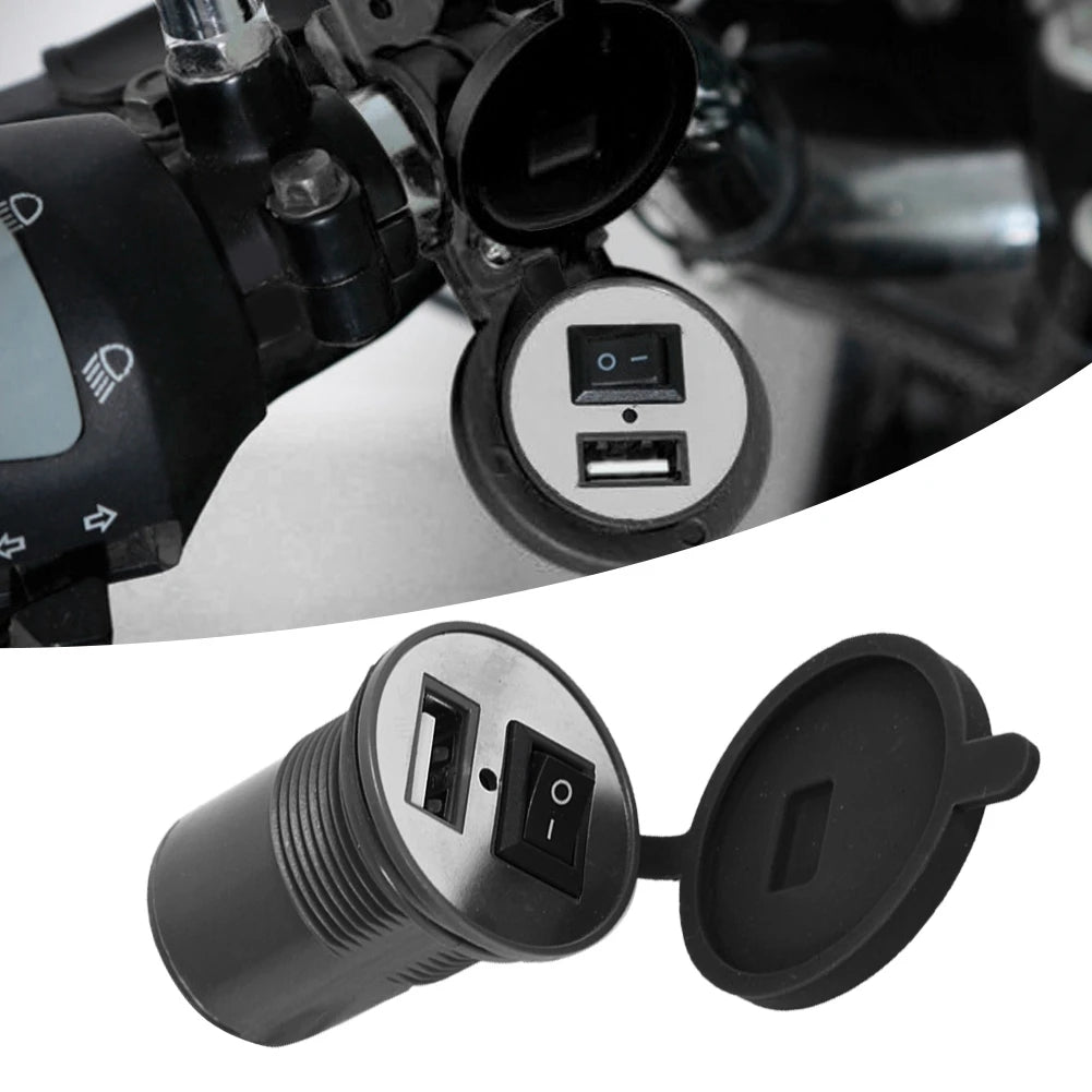 Motorcycle Charger Phone Holder Waterproof USB Charger DC 12V Matching Switch Made Of High Quality ABS Motorcycle Accessories
