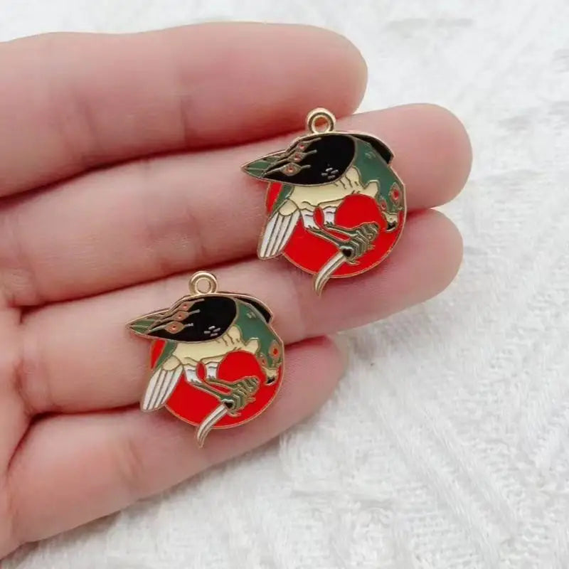 10pcs cartoon oil bird bat rabbit fox animal pendant pendant DIY necklace earrings bracelet accessories
