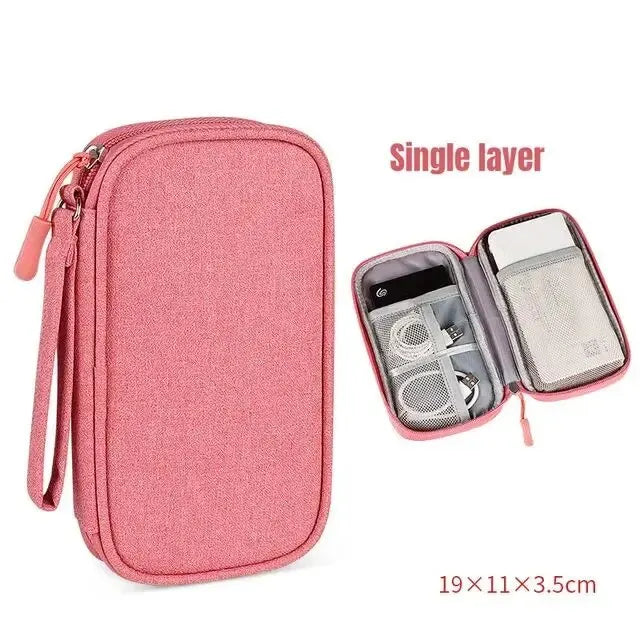 NEW Travel Organizer Bag Cable Storage Organizers Pouch Carry Case Portable Waterproof Double Layers Storage Bags Cable Cord