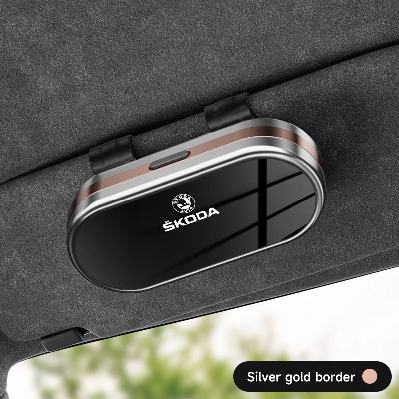 ABS Electroplating Process Car Sunshade Glasses Case For Skoda Octavia VRS Rapid Kodiaq Fabia Karoq Superb Scala Kamiq