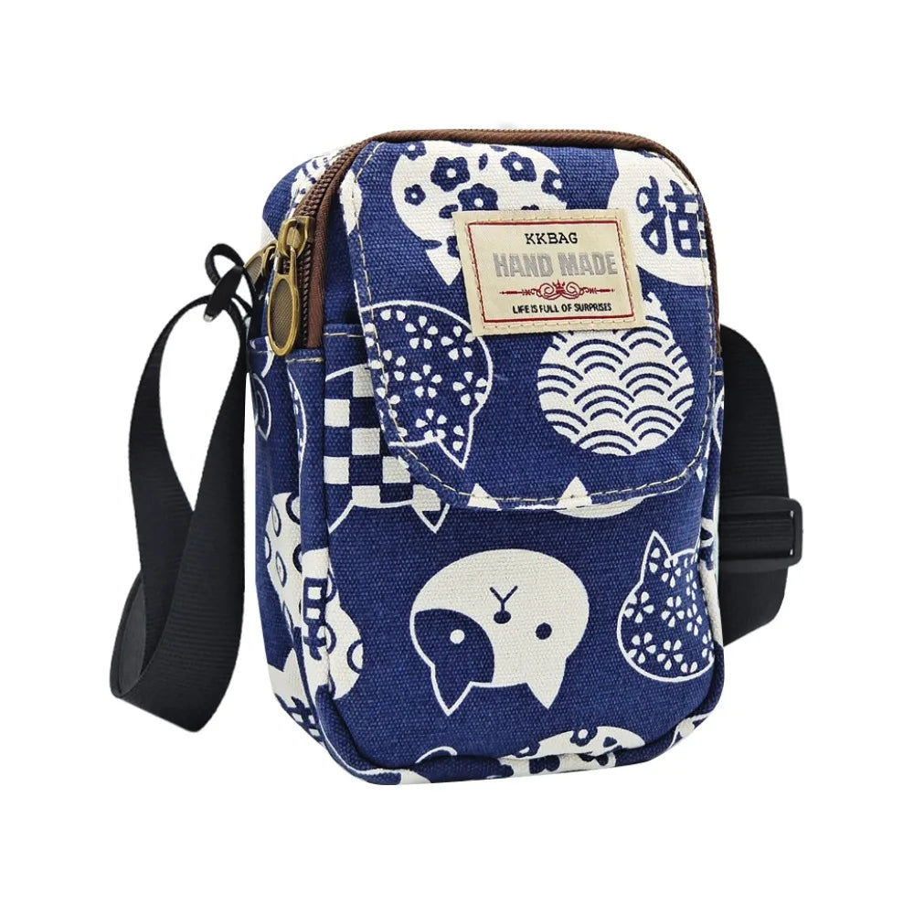 Cartoon Printed Shoulder Handbag Oxford Cloth Square Crossbody Messenger Bags Large Capacity Cosmetic Bag