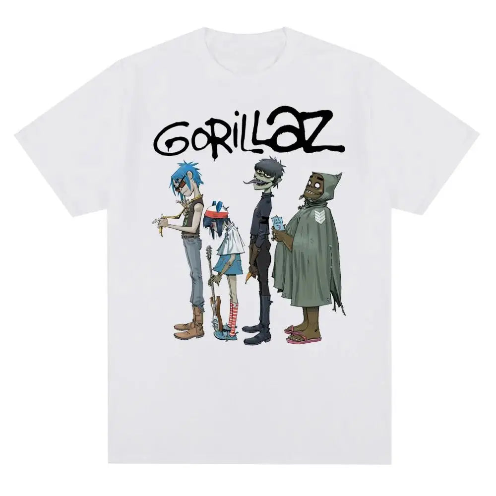 Music Band Gorillazs Punk Rock Print T Shirt 90s Casual Fashion Short Sleeve Plus Size T Shirt Unisex