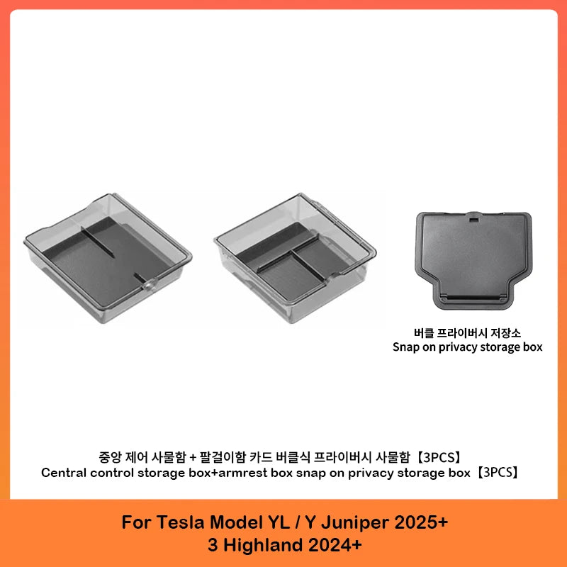 Center Console Upper Storage Box ABS Silicone Non-Slip Front Rear Armrest For Tesla Model 3 Model Y Juniper YL Car Supplies