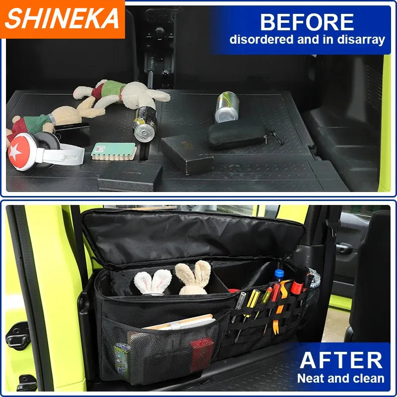 SHINEKA Car Trunk Side Storage Bags Organizer Accessories for Suzuki Jimny JB74 JB64 2019-2025 Up Stowing Tidying Interior Parts