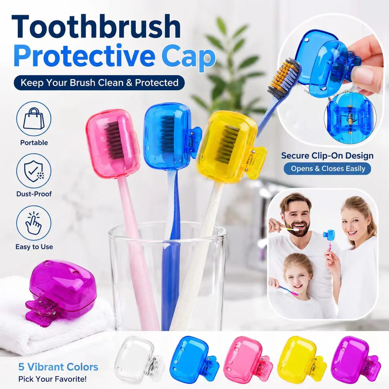 3/5/7Pcs Random Style Toothbrush Head Covers Portable Dustproof Travel Protective Caps