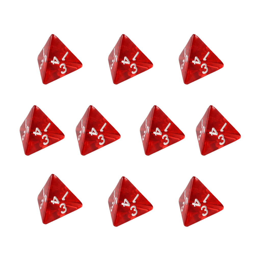 10-Piece D4 Transparent Dice Set for Role-Playing Games, Perfect Party Gift & Board Game Accessory, Ideal for DND