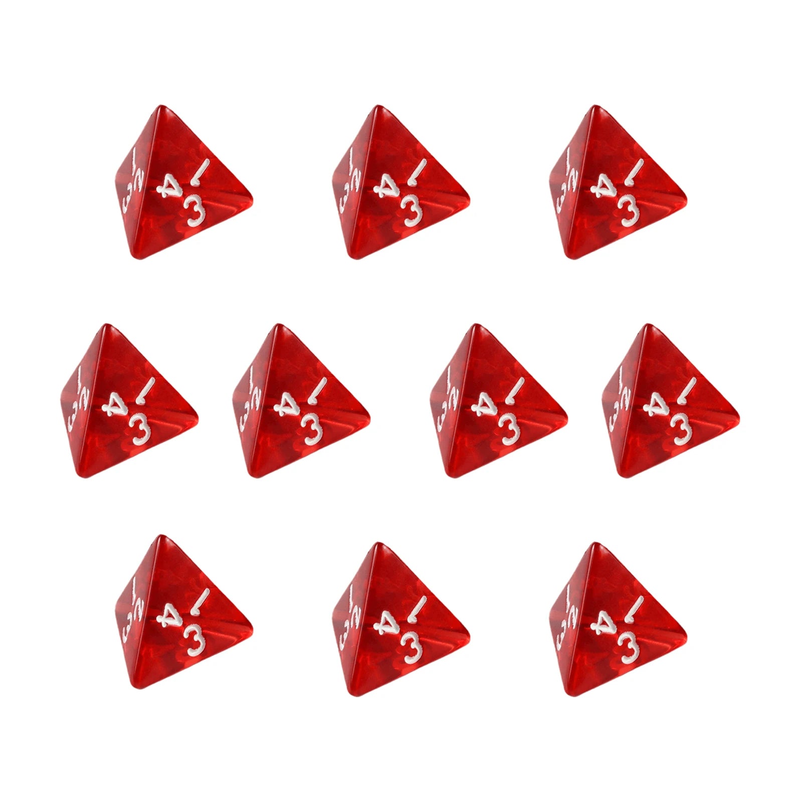 10-Piece D4 Transparent Dice Set for Role-Playing Games, Perfect Party Gift & Board Game Accessory, Ideal for DND
