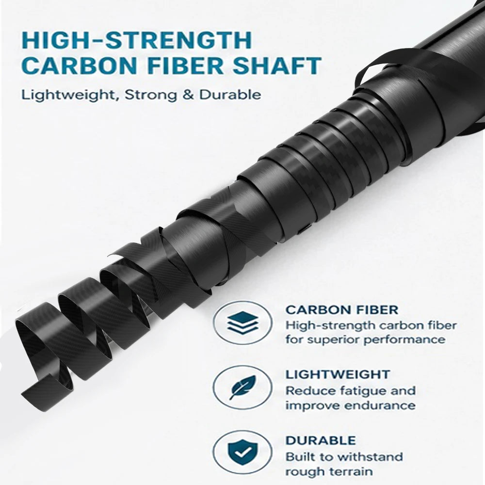 100% Carbon Fiber Trekking Poles: Foldable, Portable Hiking Poles with Wrist Straps, Non-Slip Grip, and Adjustable Length