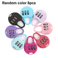 4/8pcs Random color Mini 3 Dial Digit Combination Suitcase Luggage Security Password Code Lock Padlock Travel Padlock