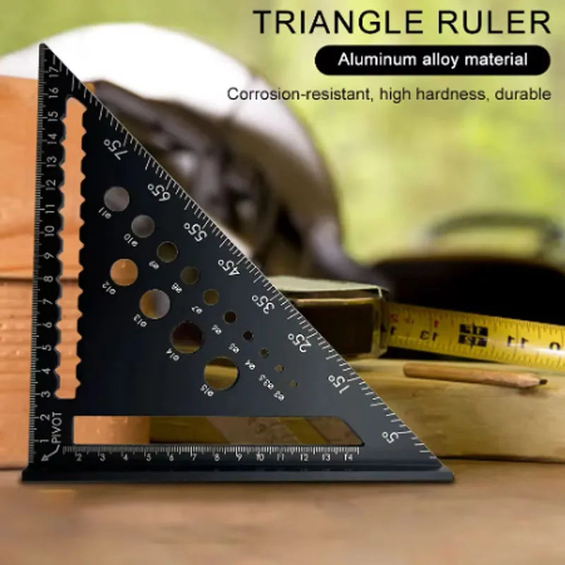 7Inch Metric Triangle Ruler Aluminum Alloy Angle Protractor Speed Metric Square Measuring Ruler Woodworker Measurement Tools