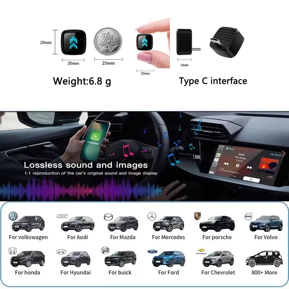 Skilldrive Ultra Mini Wireless Carplay Adapter Android Auto AI Smart Box Intelligent Systems for Wired CarPlay Android Auto Car