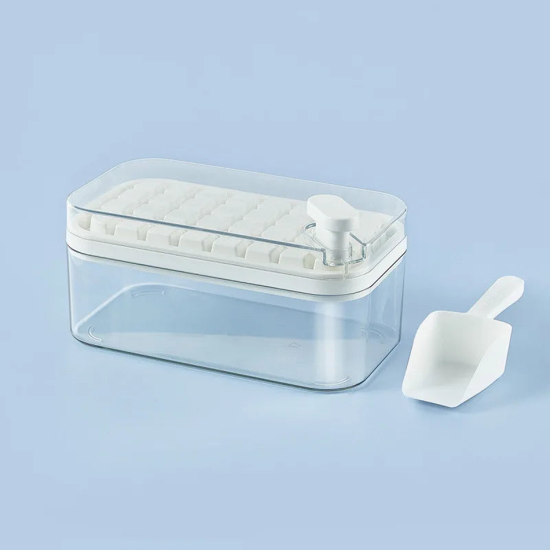 32/64 Grids Ice Cube Maker Ice Storage Box with Lid Pressing Ice Molds Silicone Ice Cube Tray One Button Release Ice Cube Mold