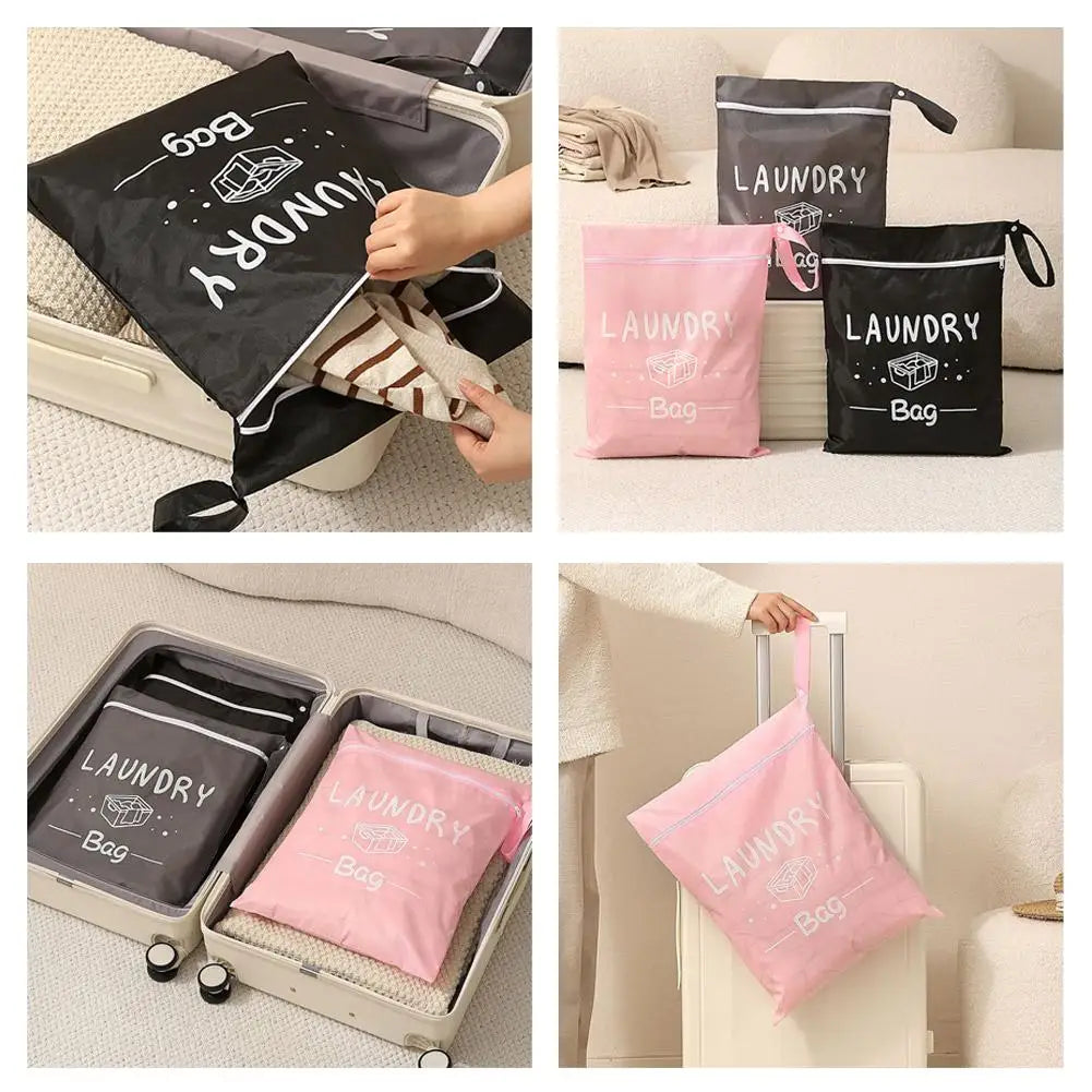 Waterproof Travel Laundry Bag Wet Dry Organizer Pouch with Zipper Hanging Strap Portable Storage Bag