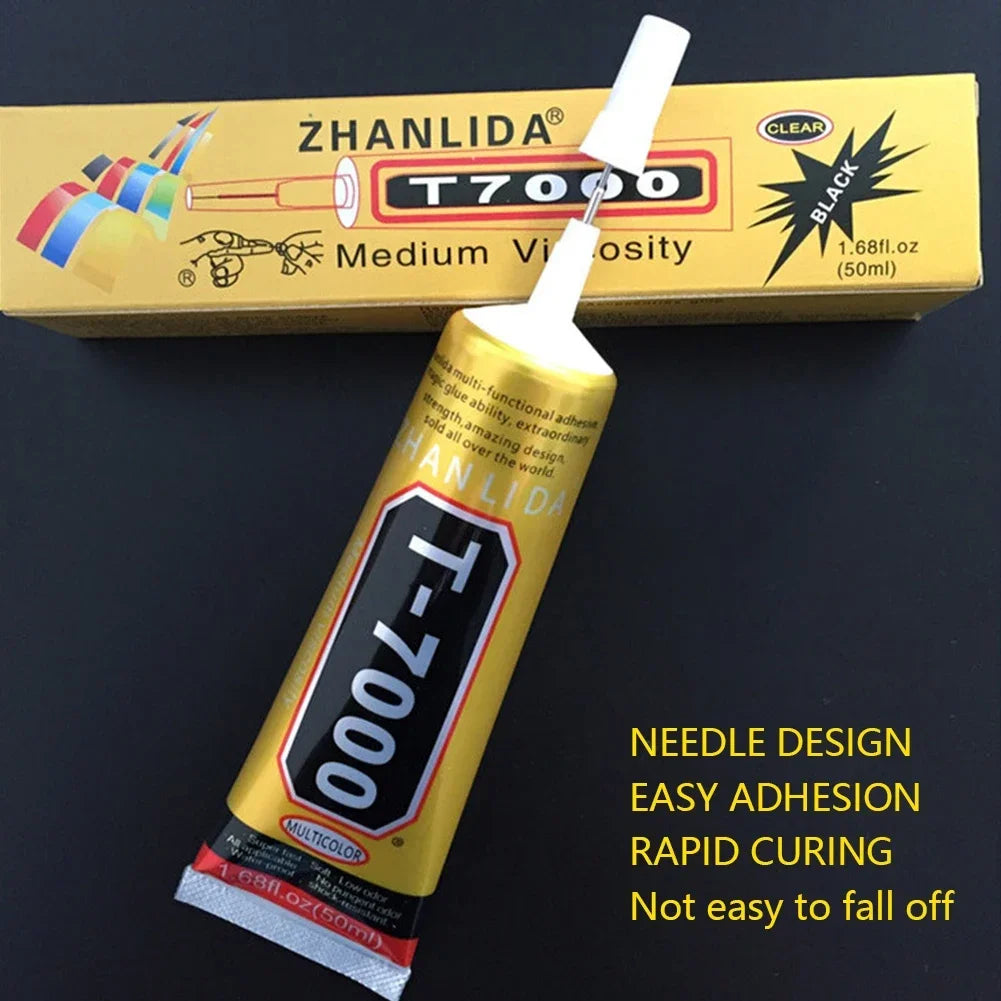 T7000 Black Contact Cellphone Tablet Repair Adhesive Zhanlida Strong t-7000 Glue 15ML 50ML 110ML with Fine Needle Outlet