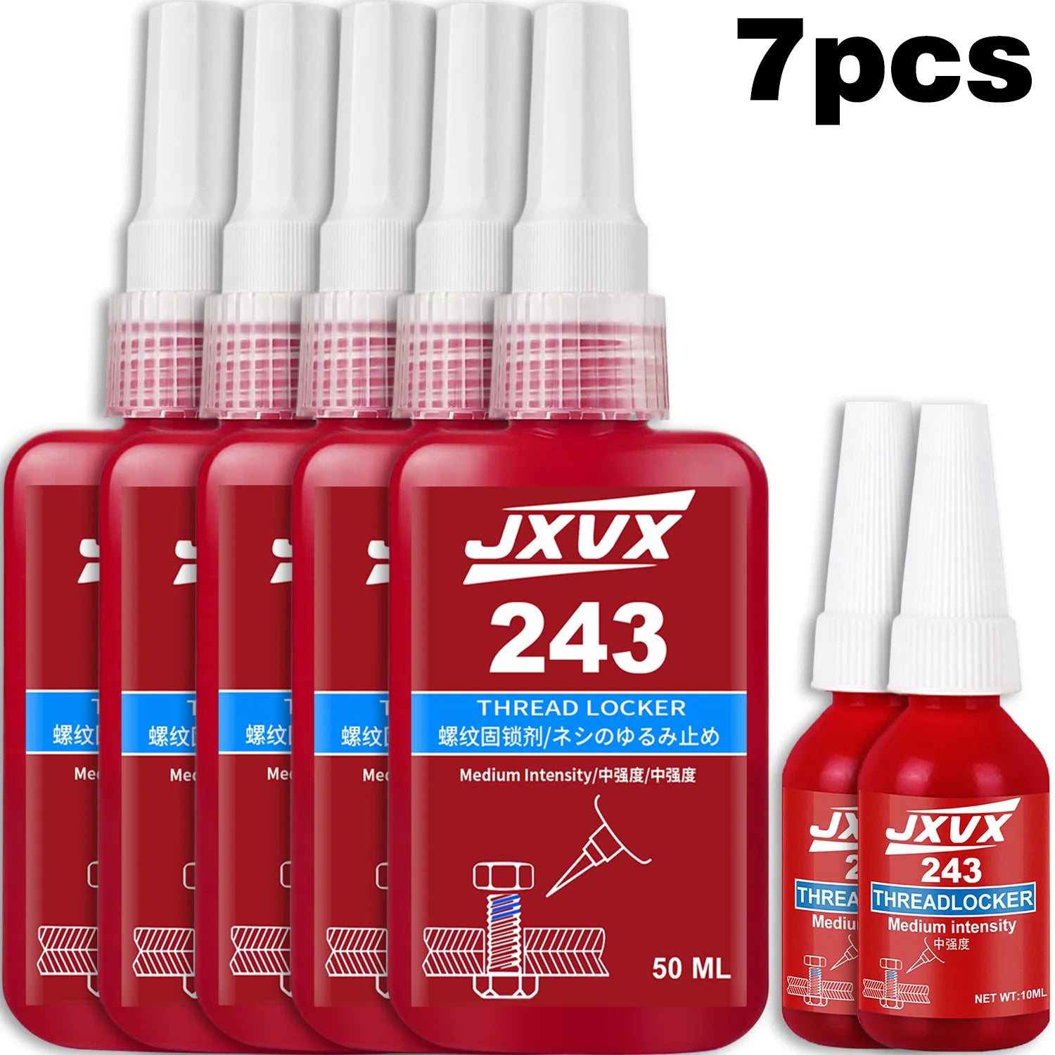 Threadlocker 243 blue 271 red Threadlocking adhesive compound Anaerobic adhesive Sealant Medium-to-high strength, oil-resistant, high-temperaturechoice for industrial machinery metal fasteners.