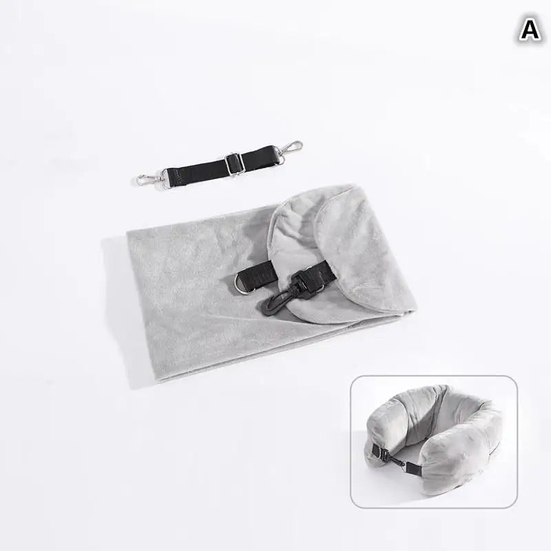 Travel Neck Pillow With Fillable Clothing Storage Bag U-Shaped Pillowcase Crystal Fleece Neck Pillow Cover For Airplane Travel