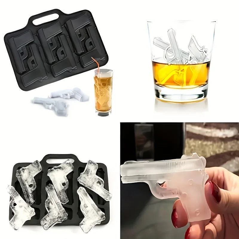 Creative Ice Cube Tray Mold Ice Cream Maker 3D Gun Shape Ice Cube Mould Cold Drink DIY Bar Whiskey Wine Ice Maker Accessories