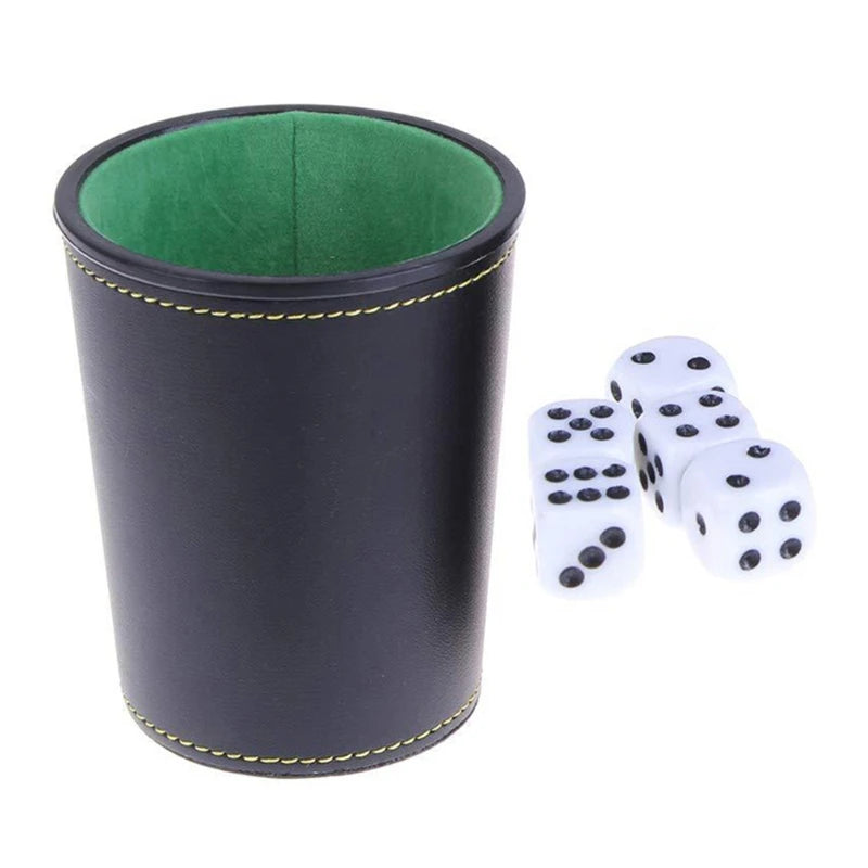 1 Pc PU Leather Dice Cup, Green Flannel Interior Quiet Dice Shaker Cup for Liars Dice/ Farkle/ Yaht-zee Games, 1 Pcs