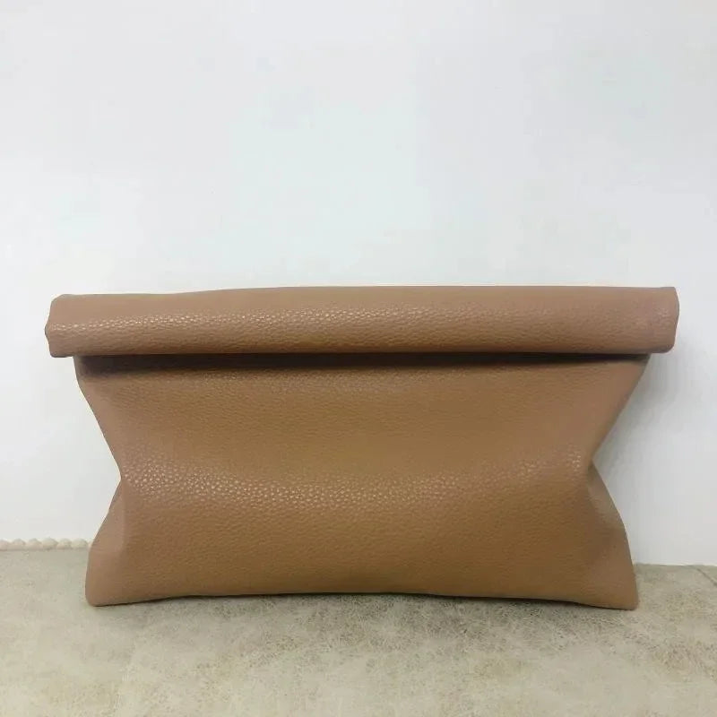 Solid Color Women Clutch Bag Soft Pu Leather Lady Evening Bags Trend Party Girl Envelope Bag Large Capacity Clutches Purse Black