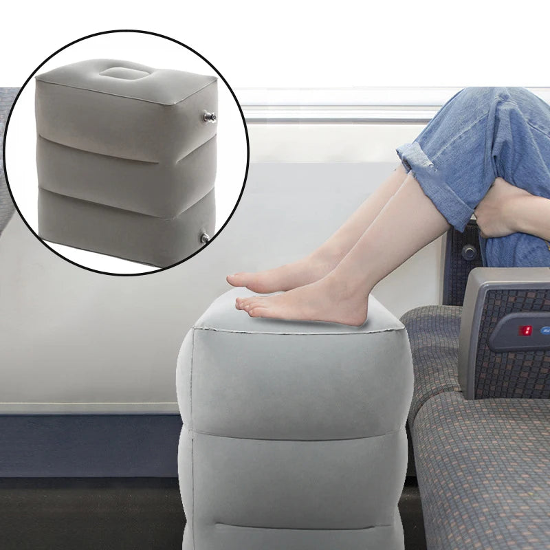 Inflatable Foot Rest Pillow Travel Portable Adjustable Layers Height   Airplane  U Shaped Press Inflatable Pillow