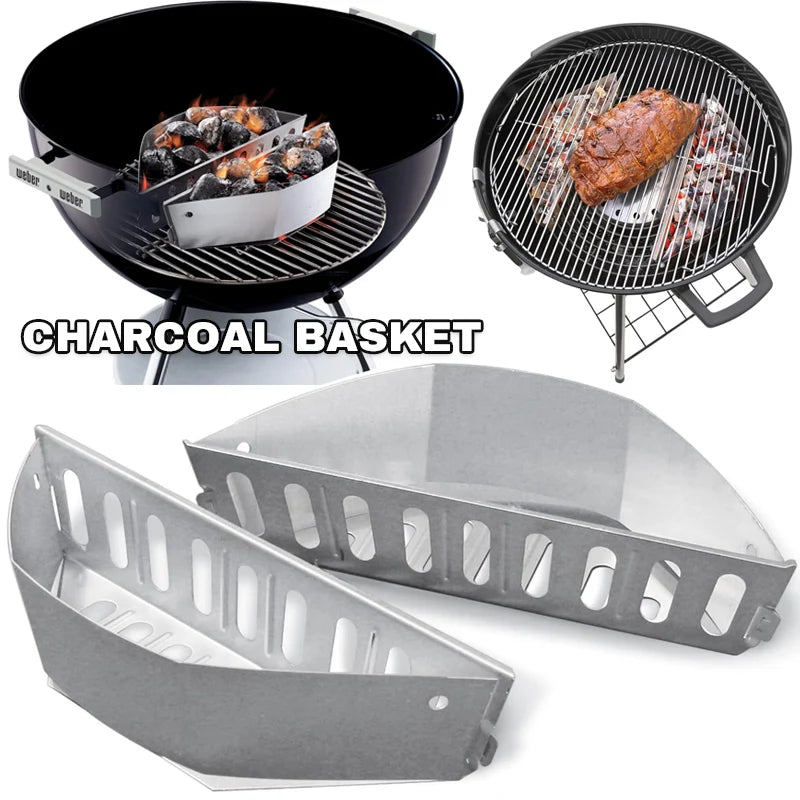 Charcoal Baskets for Weber Grill BBQ Fuel Holder Contoured - Durable Sturdy - Perfect for Barbecue Cooking Grilling Outdoor