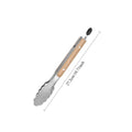 1Pcs Stainless Steel Food Tongs, Heavy Duty Kitchen Tongs with Wooden Handle for Cooking, Grilling and BBQ, 7-16 Inch Length