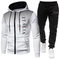 Popular autumn and winter men's fashionable hooded jacket+printed pants urban casual running sportswear daily exercise clothing
