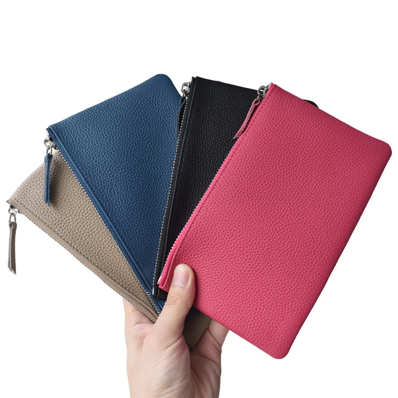 All Genuine Cow Leather Fashion Women Small Wallet For Ladies Zipper Card Purse Key Storage Bag High Quality Short Wallet Female