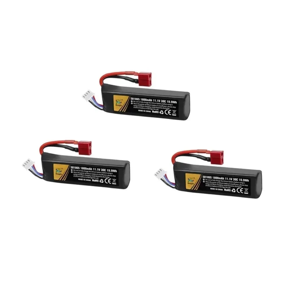 Lithium Polymer Battery 501865 1800mAh 30C T PLUG 11.1V for RC Car Water Gun Mini Paintball Air GunElectric Toy Gun Accessories