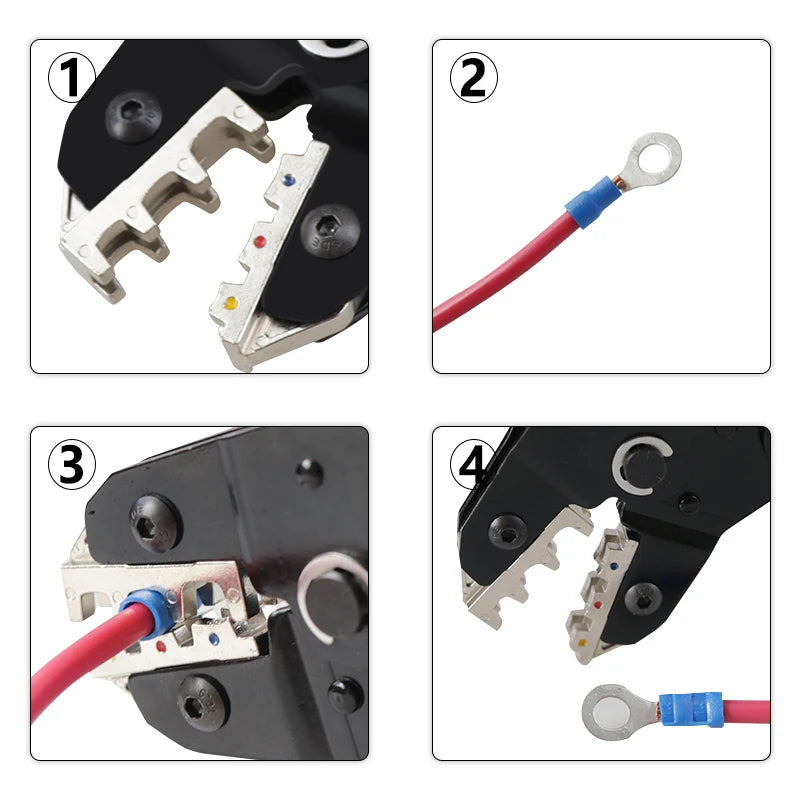 Hand Crimping Tool 0.25-2.5mm² Adjustable Ratchat Crimper Plier 280pcs Cable Lugs Assortment Kit Insulated Wire Crimp Set SN-02C