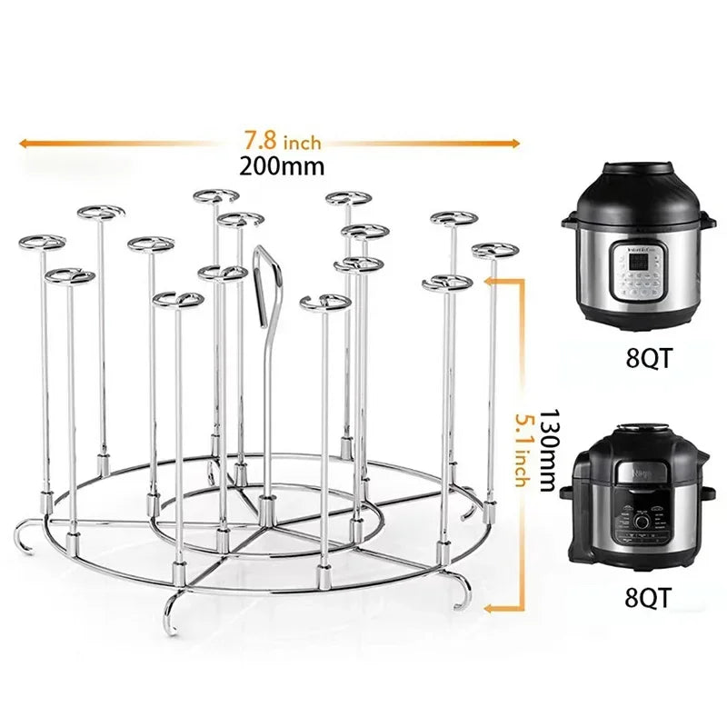 6Qt/8Qt Air Fryer Skewer Stand Stainless Steel Vertical BBQ Skewer Holder Home Kitchen Grilling Tool Air Fryer Accessories