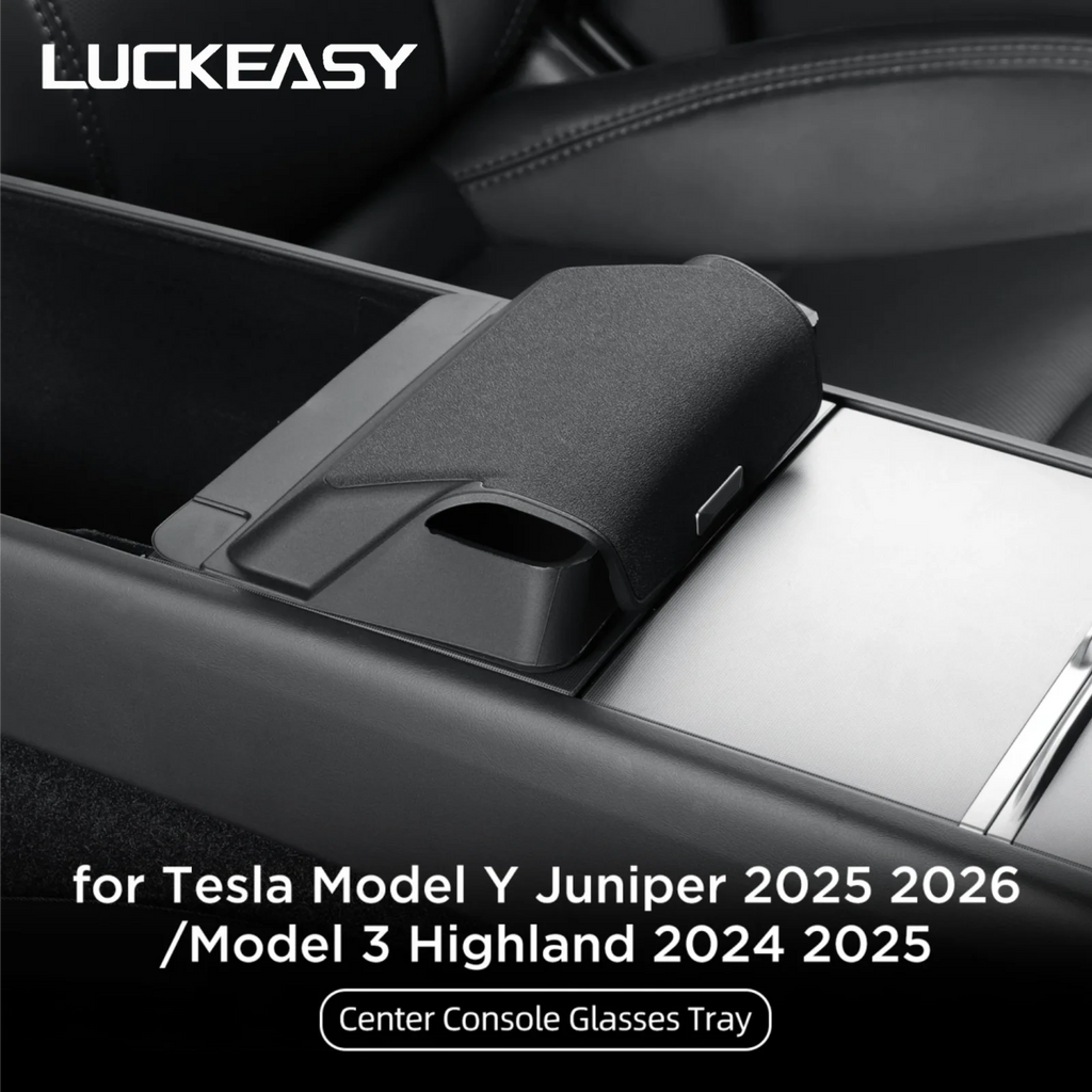 LUCKEASY for 2025 2026 Tesla Model Y Launch Juniper/ Model 3 2025 Car Glasses Tray Center Console Armrest Storage Box Organizer
