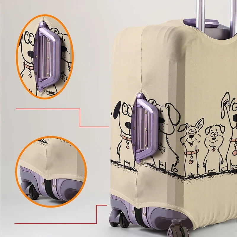 Dog pattern luggage protection cover, suitable for 18-32 inch luggage covers, luggage handle gloves, travel accessories