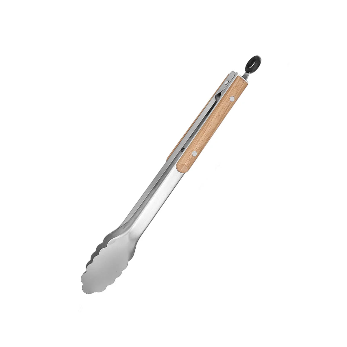 Leeseph Stainless Steel Food Tongs, 7-16 Inch Length, Heavy Duty Kitchen Tongs with Wooden Handle for Cooking, Grilling and BBQ