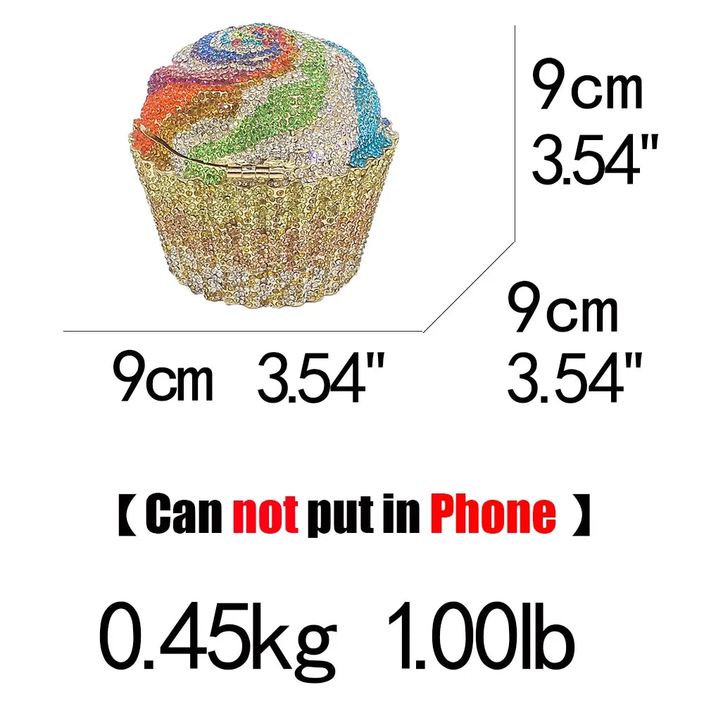 Boutique De FGG (in stock) Women Cupcake Clutch Evening Bag Crystal Wedding Purse and Handbag Bridal Party Minaudiere Bag