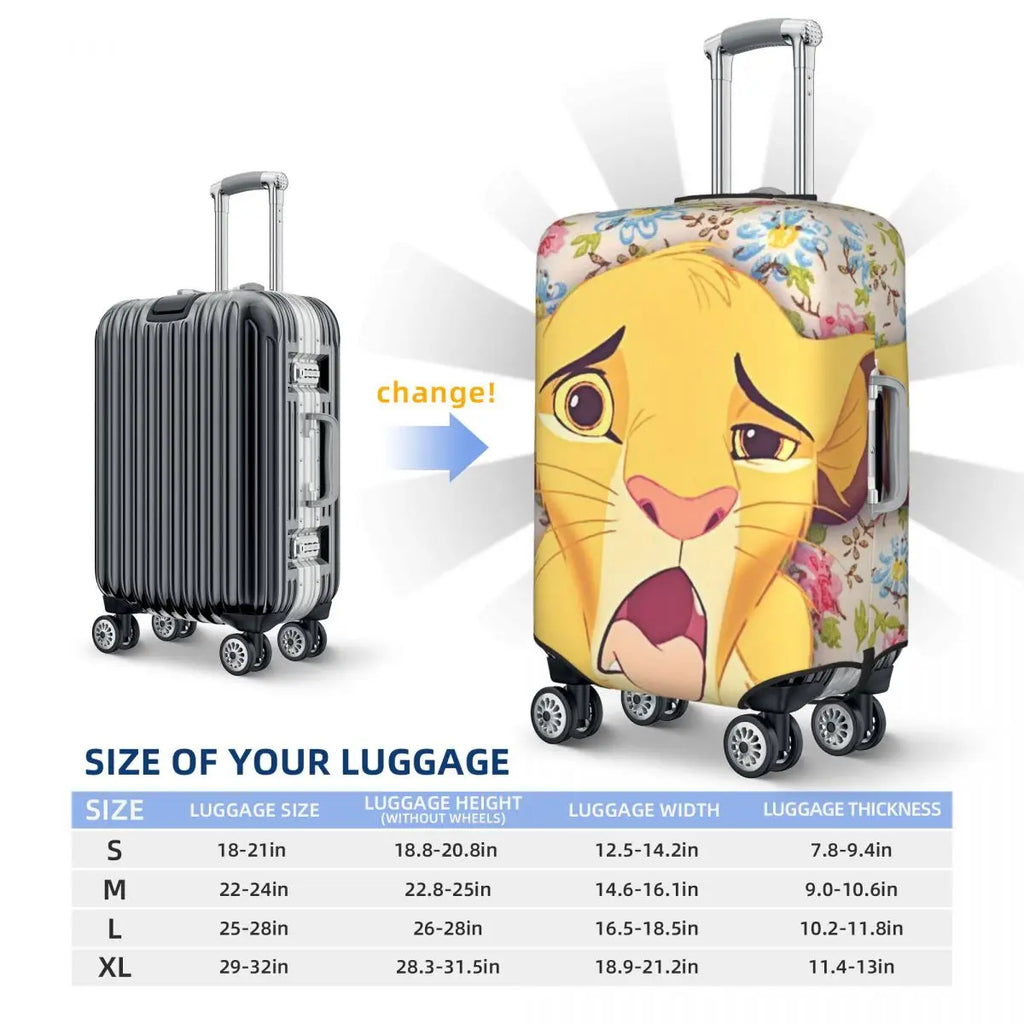 Custom The Lion Cartoon K-Kings Simba Luggage Cover Fashion Suitcase Protector Covers Suit For 18-32 inch