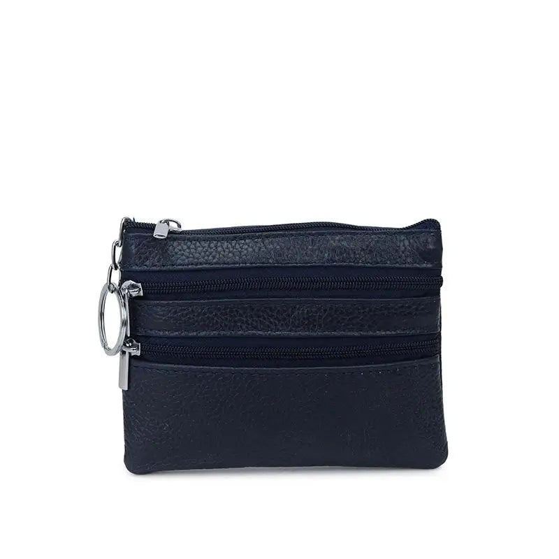PU Leather Coin Purse Waterproof Anti-scratch Zipper Key Ring Credit Card Holder for Men Daily Use