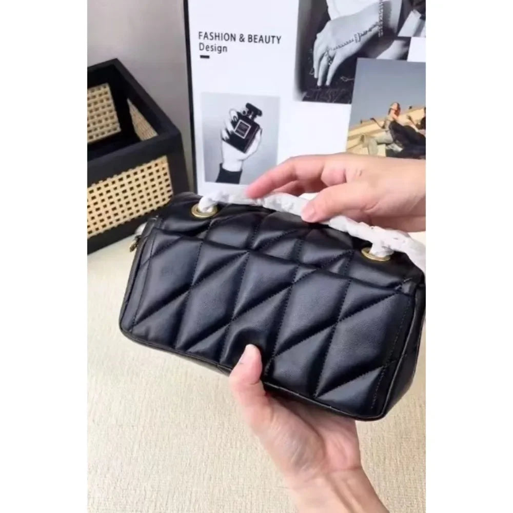 Sac à chaîne à motif diamant de haute qualité, sac messager à bandoulière, petit sac carré
