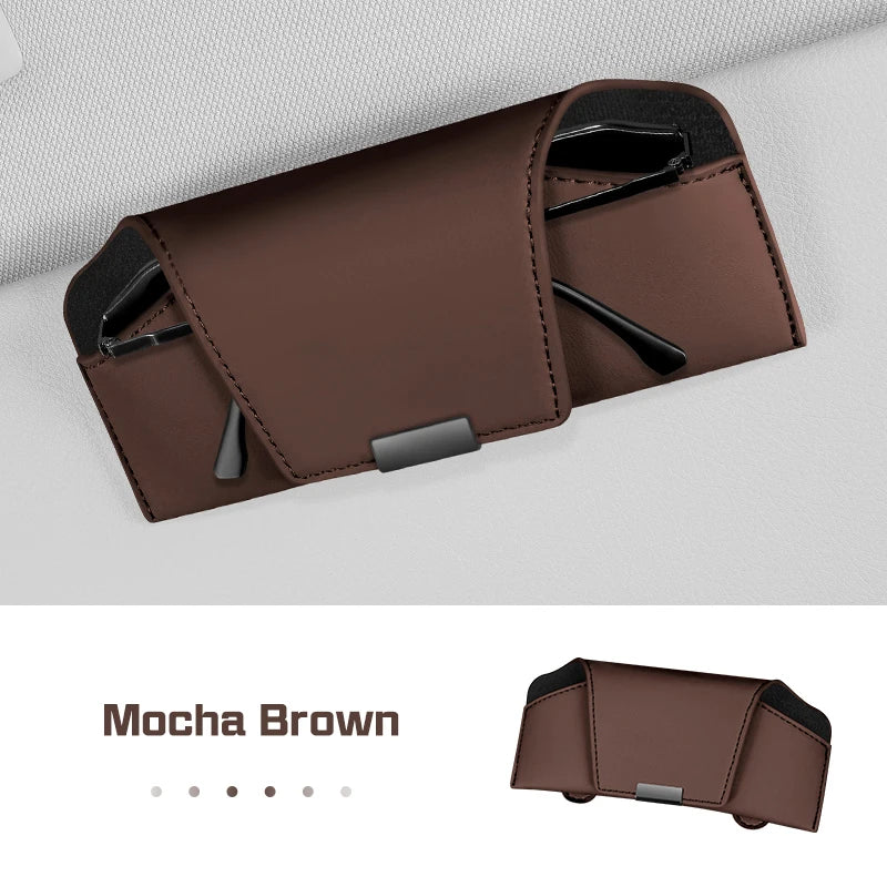 Magnetic Leather Car Visor Glasses Box Portable for BMW X1 X3 X5 X6 X7 1 3 5 6 7 Series G20 G30 G11 F15 F16 i7 Sunglasses Holder