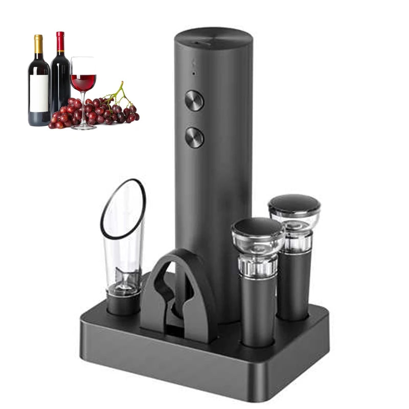Electric Wine Bottle Opener Set New Arrival Automatic Red Wine Corkscrew Rechargeable Wine Opener Wine Tools with Base
