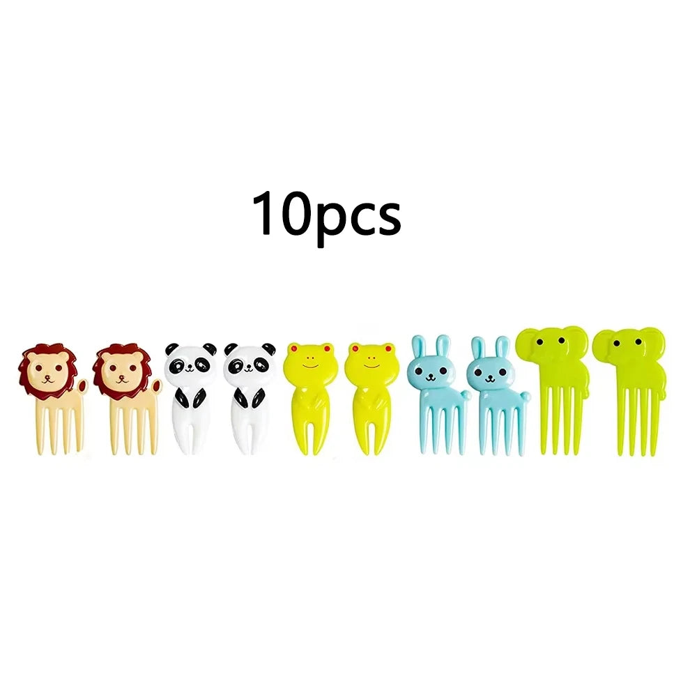 Cute Vegetable Fruit Food Cutter Shapes Set for Kids Lunch Bento Box Decorating Cookie Stamps with Fruit Forks,Food Picks