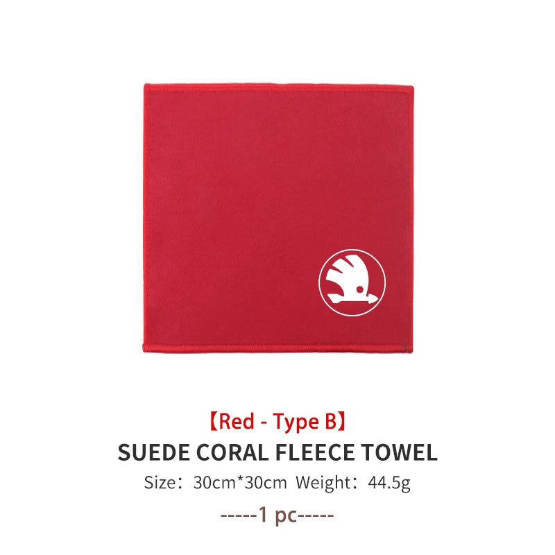 For Skoda Car Logo Cleaning Cloth Absorbent Dry Cloth Auto Wash Accessories Kamiq MK3 Roomster Rapid Kodiaq Karoq Fabia Enyaq