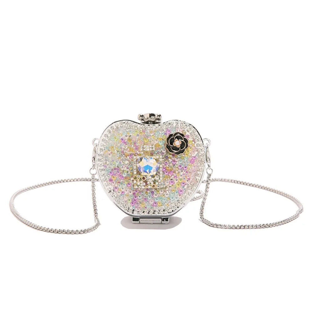 Handbag Gold/Silver Rhinestone Evening Bag Irregular Shape Elegant Banquet Chain Bag Small Wallet Shinny Mini Lipstick Bag Gift
