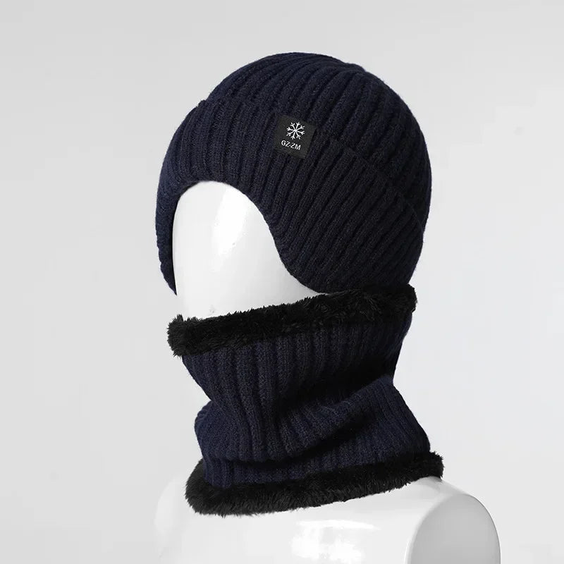 Middle Aged and Elderly Men's Winter Warm and Windproof Ear Protection Hat for The Elderly Winter Dad Grandpa Knitted Woolen Hat