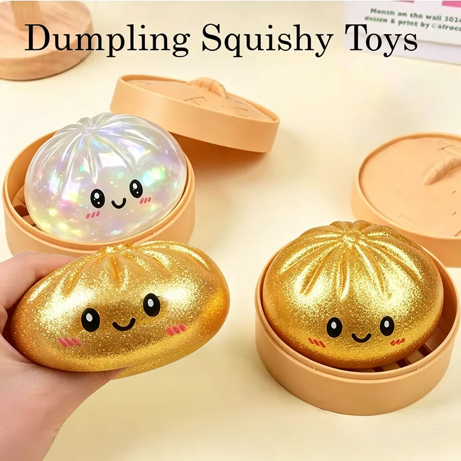 Rare Gold Flash Dumpling Pressure Ball Slow Rebound Soft Pinch Decompression Toy Office Desk Decor Birthday Gift Children&Adult