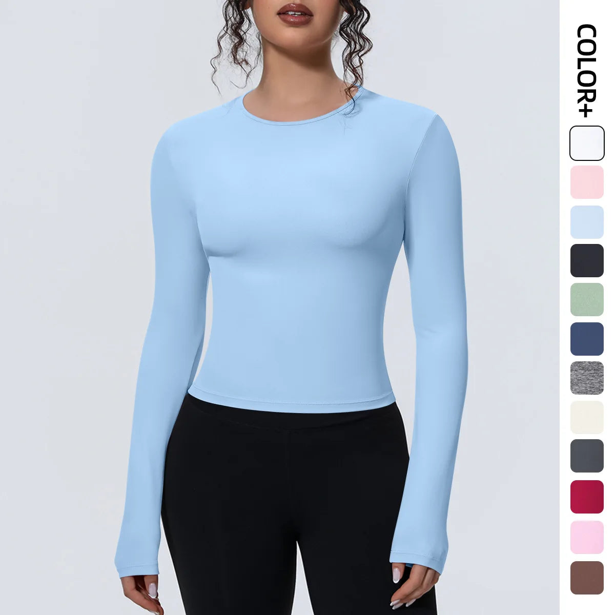 Woman's Yoga Long Sleeved Gym Sports Running Top Slim Breathable Soild Color Fitness Top Running Shirts Gym Top Yoga Sport Top