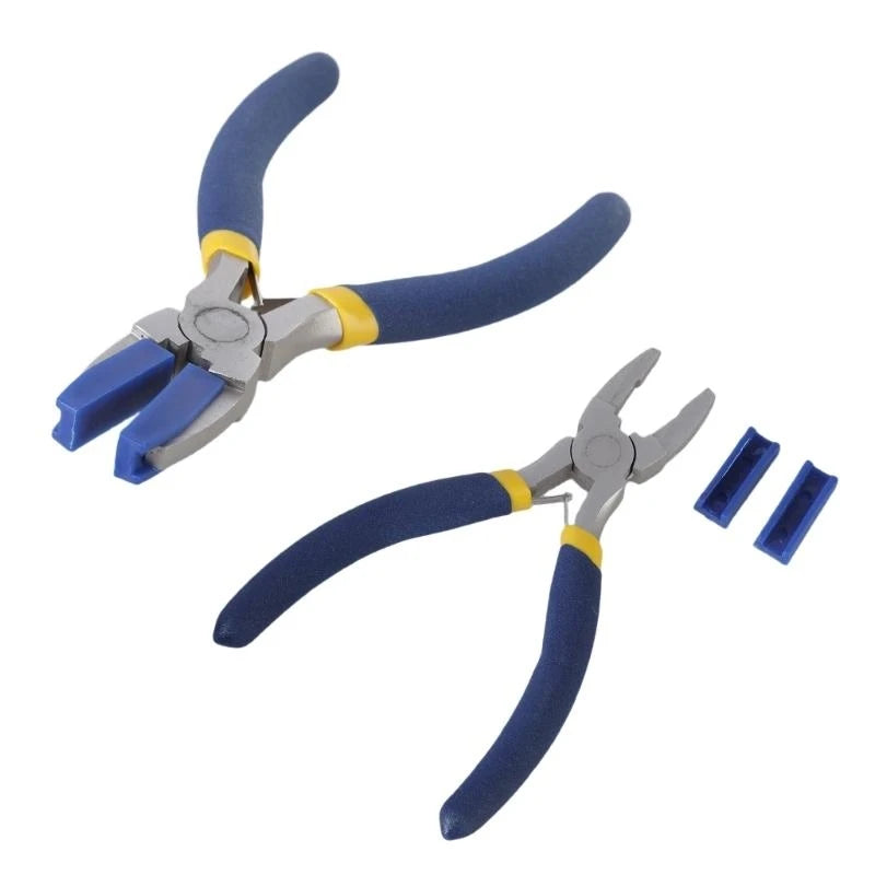 Set Of Flat Nose Plastic Pliers with 2Pairs Of Replacement for Precisions Work and Comfortable Grip